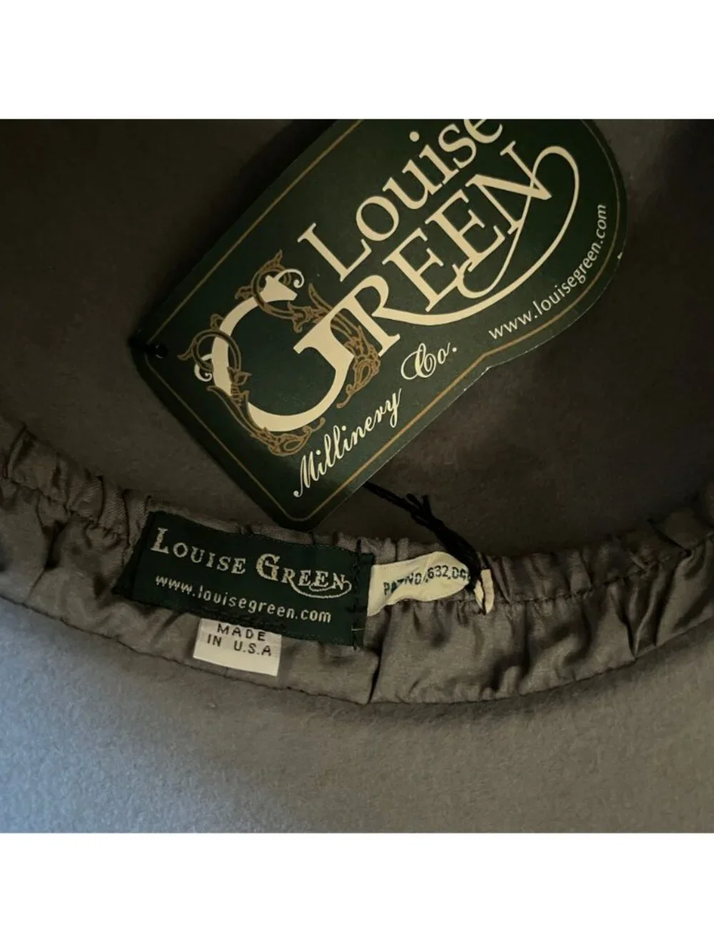 Louise Green Beaded Gray Felt Cloche Hat With Satin Band & Embellished Detailing